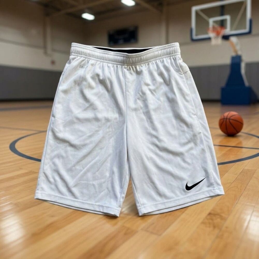 Nike Dri-FIT Mens Basketball Shorts Medium White Athletic Gym Workout